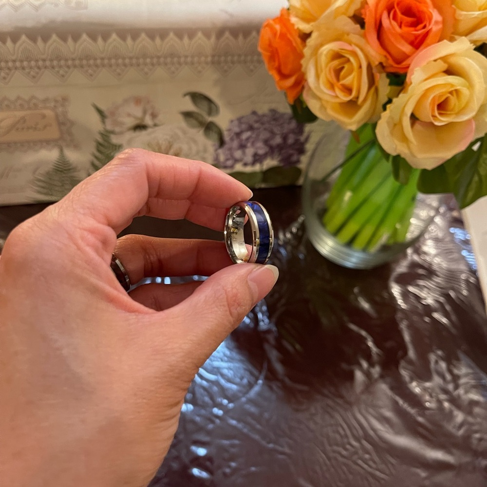 Silver and Blue Band Ring